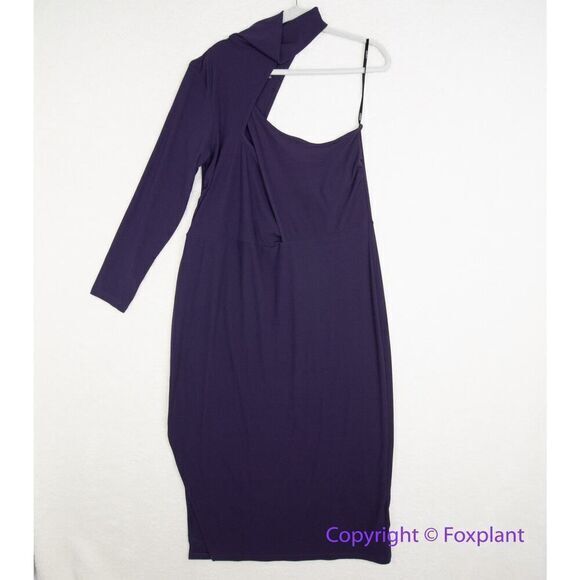 Eloquii Asymmetric Fitted Midi Sweater Dress in purple, size 18/20‎ - Picture 4 of 16